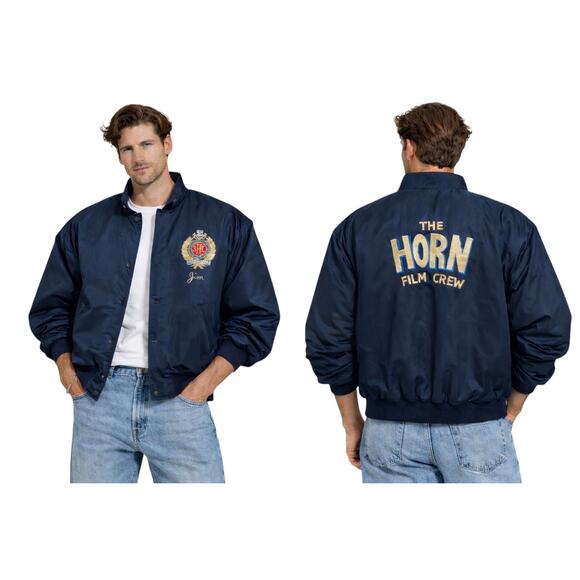 Vintage 1990s Identity Inc Horn Film Crew Bomber Jacket XXL